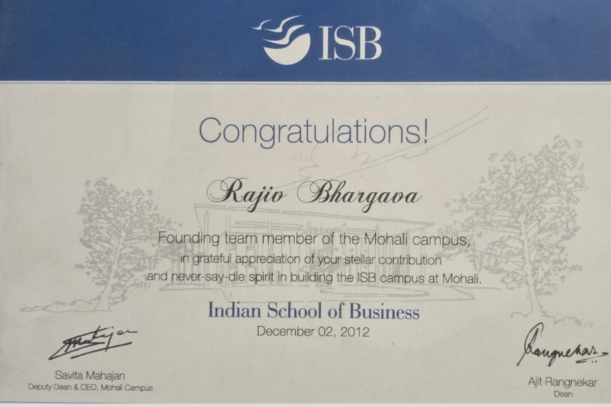 Founding Team Member, Mohali Campus — Indian School of Business