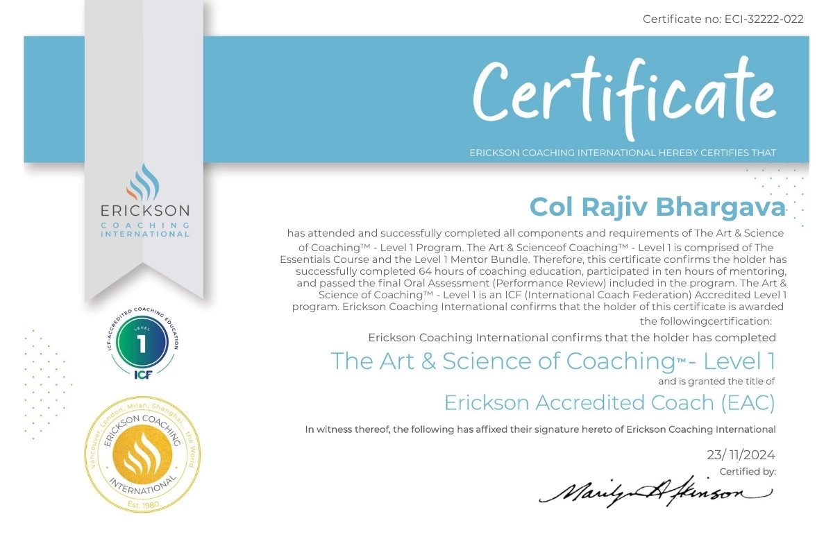 Erickson Accredited Coach (EAC) — Erickson Coaching International, ICF Accredited